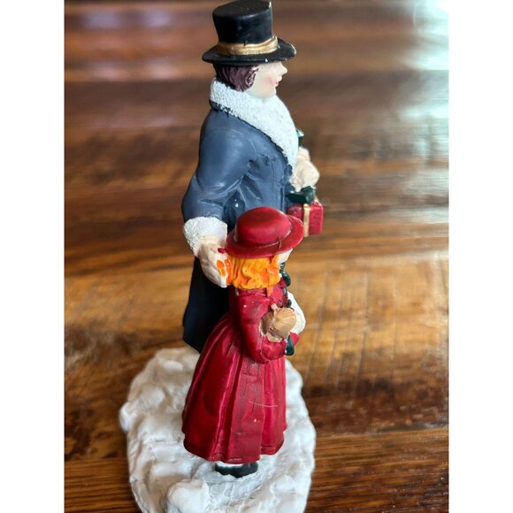 Vintage Mervyn's 1991 Christmas Village Accessory Victorian Father & Daughter Ho - Picture 6 of 7